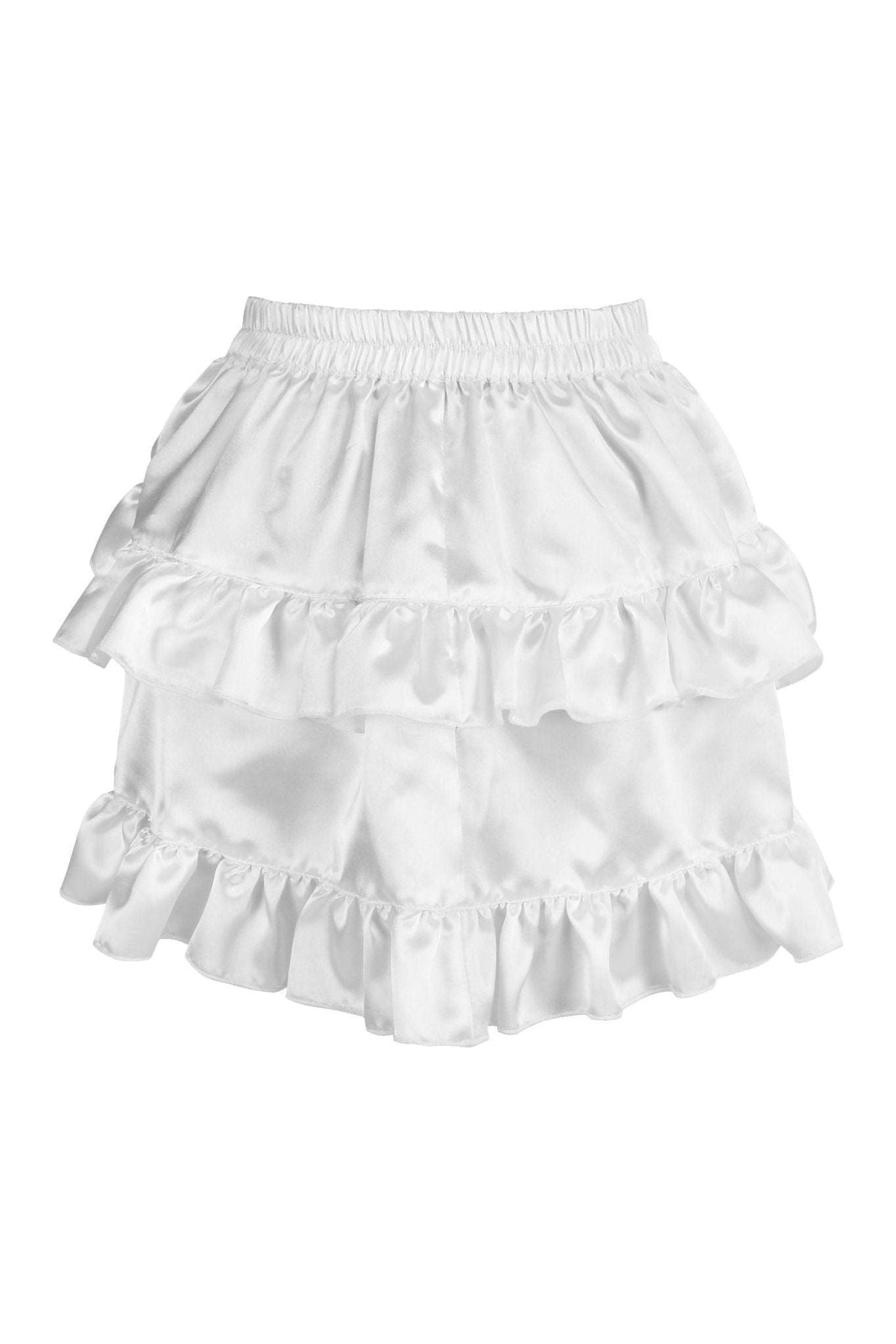 White Satin Ruched Bustle Skirt