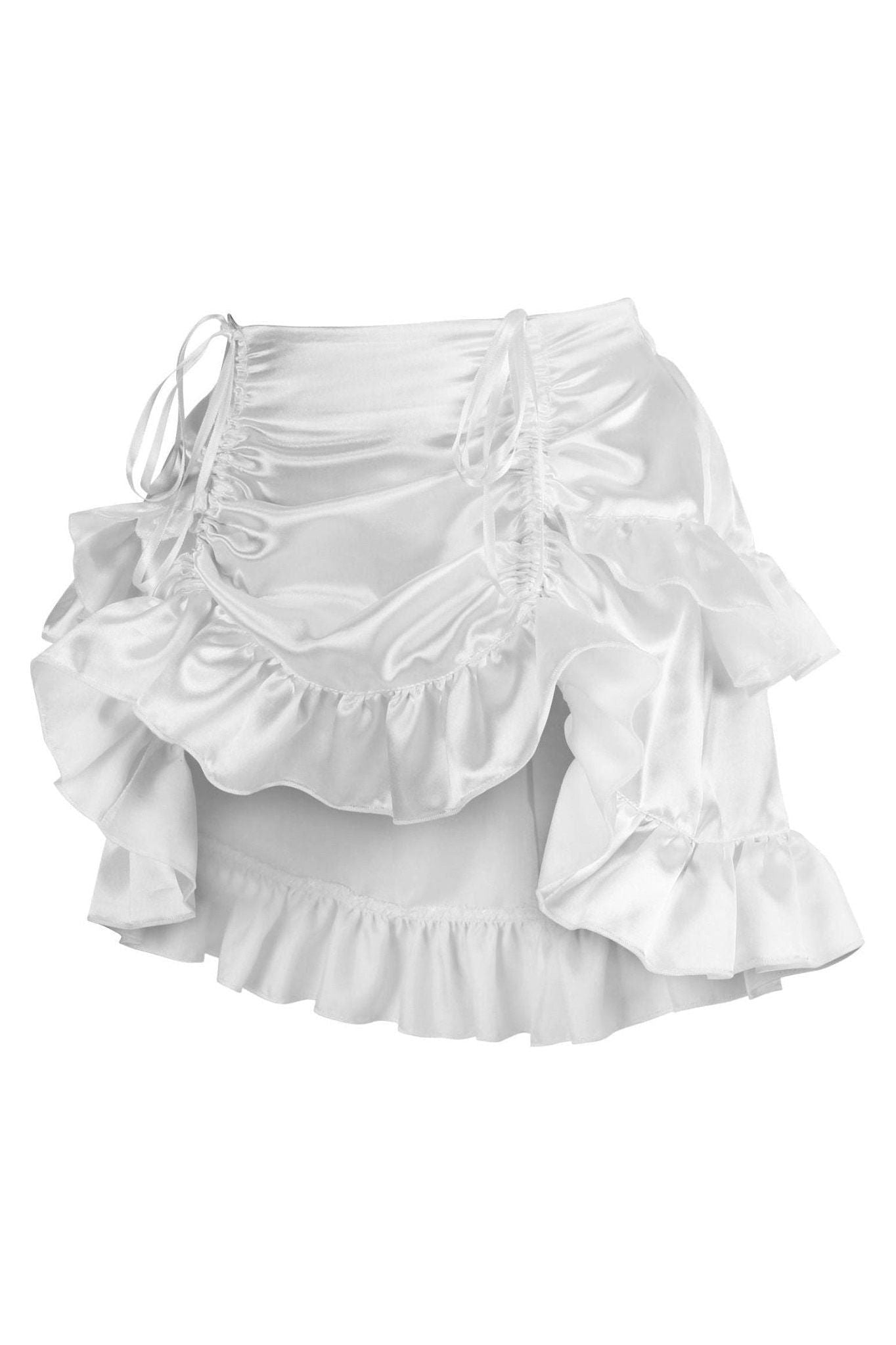 White Satin Ruched Bustle Skirt
