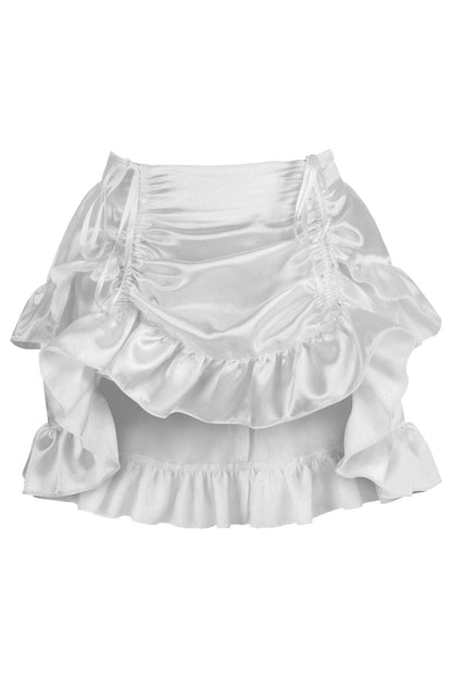 White Satin Ruched Bustle Skirt