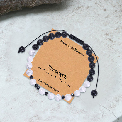 White Turquoise Morse Code Braided Bracelet