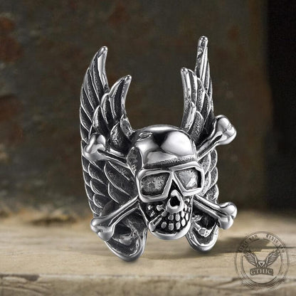 Winged Skull Stainless Steel Ring