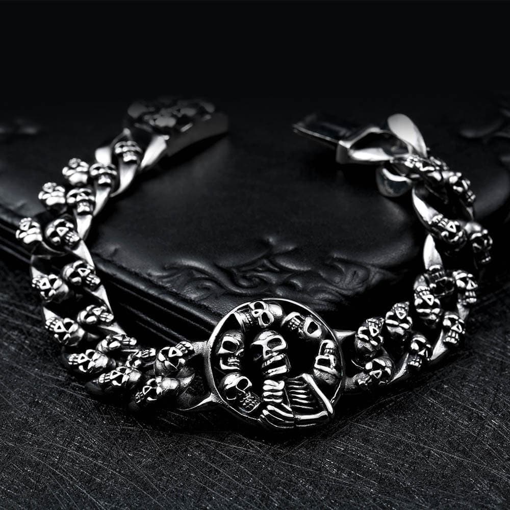 Wisdom Stainless Steel Skull Bracelet