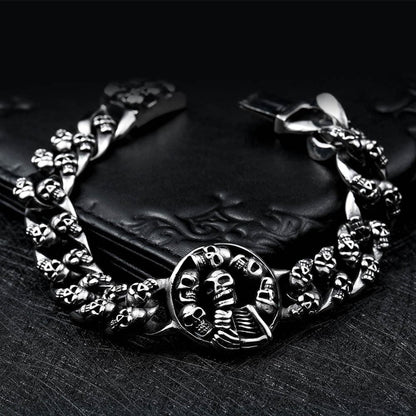Wisdom Stainless Steel Skull Bracelet
