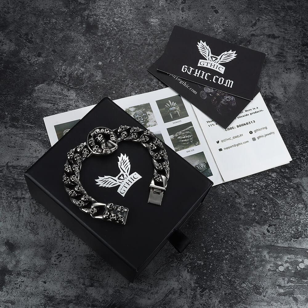Wisdom Stainless Steel Skull Bracelet