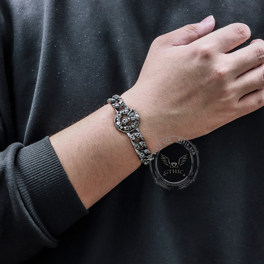 Wisdom Stainless Steel Skull Bracelet