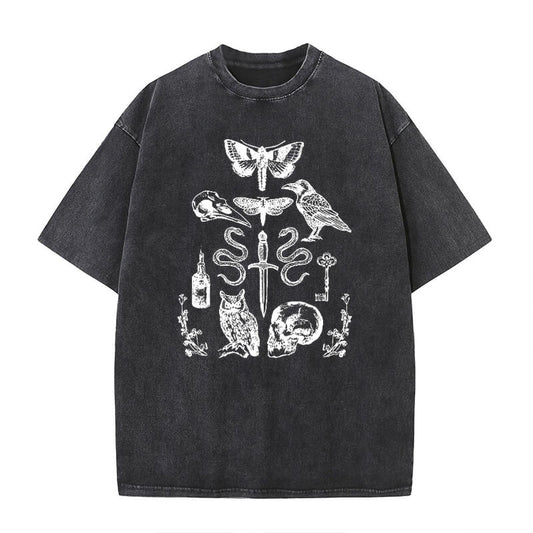 Witchy Dark Academia Skull Moth T-shirt