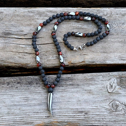 Wolf Tooth Stone Bead Necklace