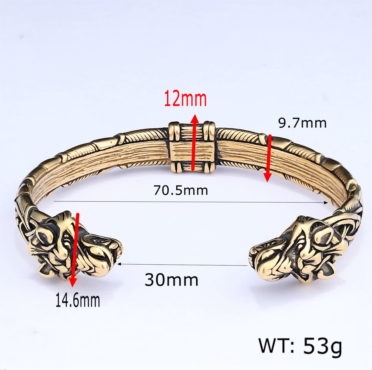 Wolf Torc Stainless Steel Viking Bracelet