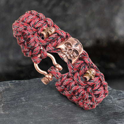 Woven Alloy Skull Paracord Bracelet