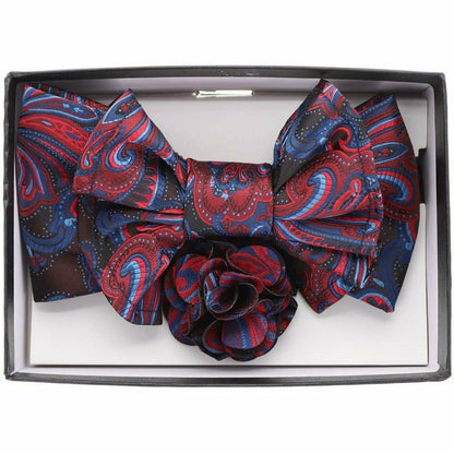 Vittorio Farina Men's Design XL Bow Tie, Pocket Square and Flower Lapel Pin in Gift Box