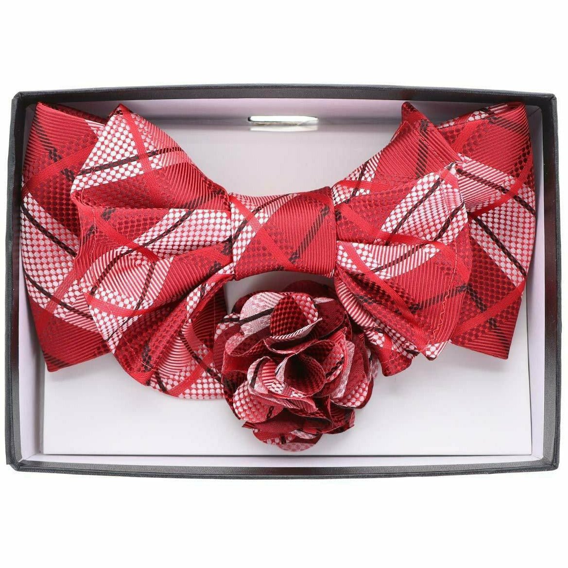 Vittorio Farina Men's Design XL Bow Tie, Pocket Square and Flower Lapel Pin in Gift Box