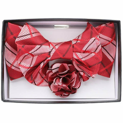 Vittorio Farina Men's Design XL Bow Tie, Pocket Square and Flower Lapel Pin in Gift Box