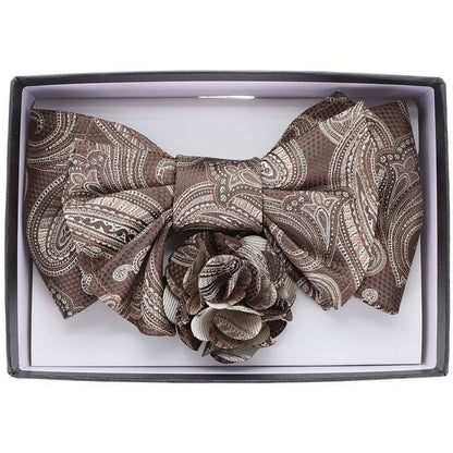 Vittorio Farina Men's Design XL Bow Tie, Pocket Square and Flower Lapel Pin in Gift Box