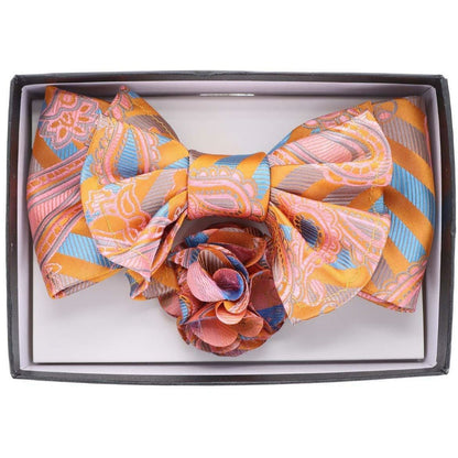 Vittorio Farina Men's Design XL Bow Tie, Pocket Square and Flower Lapel Pin in Gift Box