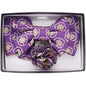 Vittorio Farina Men's Design XL Bow Tie, Pocket Square and Flower Lapel Pin in Gift Box