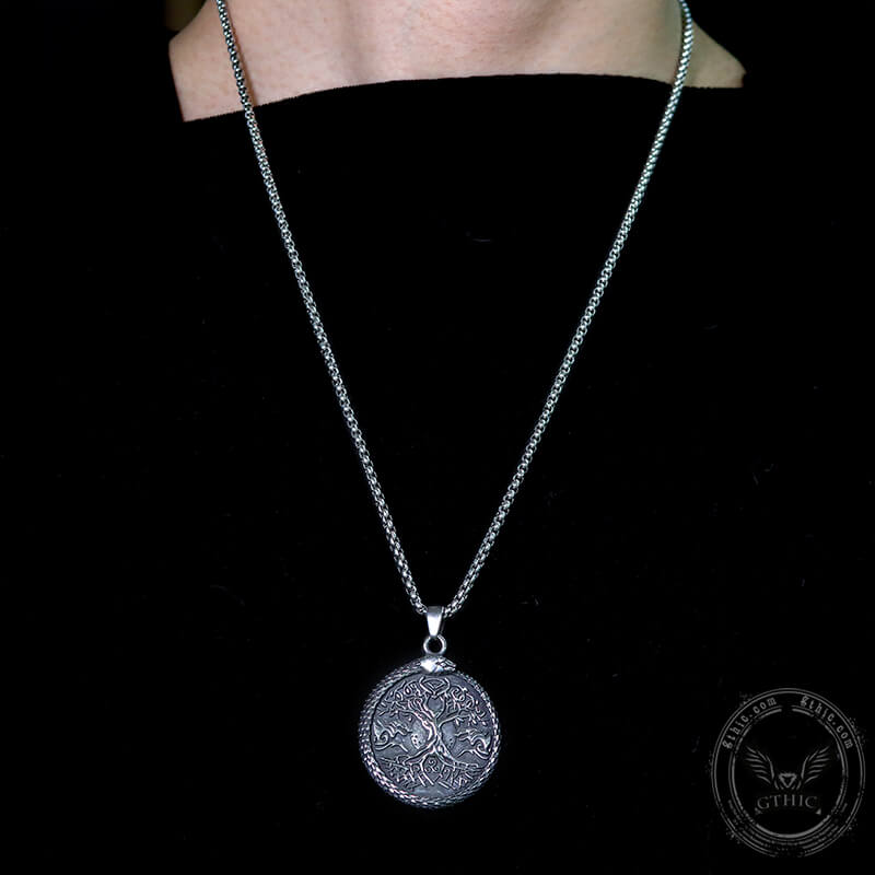 Yggdrasil Ouroboros Stainless Steel Pendant