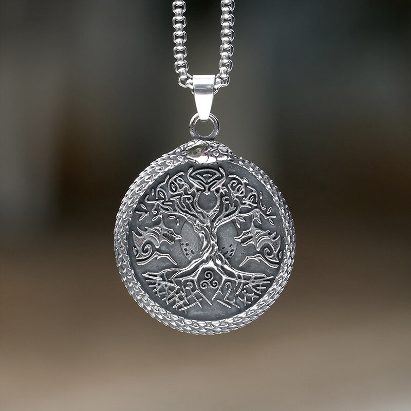 Yggdrasil Ouroboros Stainless Steel Pendant