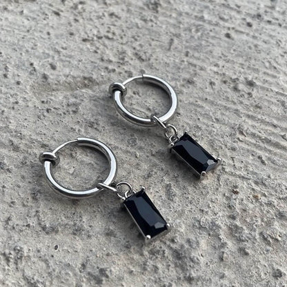 Zircon Cross Stainless Steel Drop Earrings