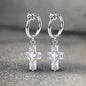 Zircon Cross Stainless Steel Drop Earrings