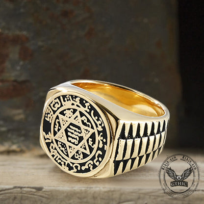 Zodiac Signs Star of David Stainless Steel Ring