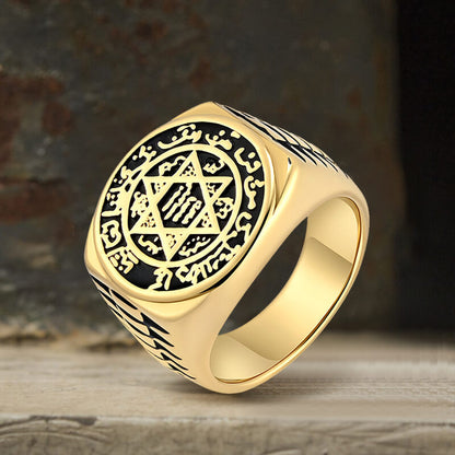 Zodiac Signs Star of David Stainless Steel Ring