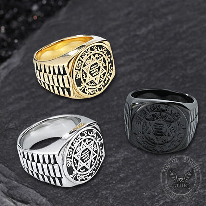 Zodiac Signs Star of David Stainless Steel Ring